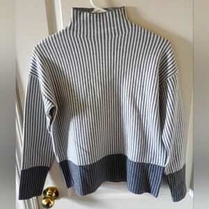 Rachel Zoe Two-tone Regency Striped Gray Faux Tuttleneck Sweater